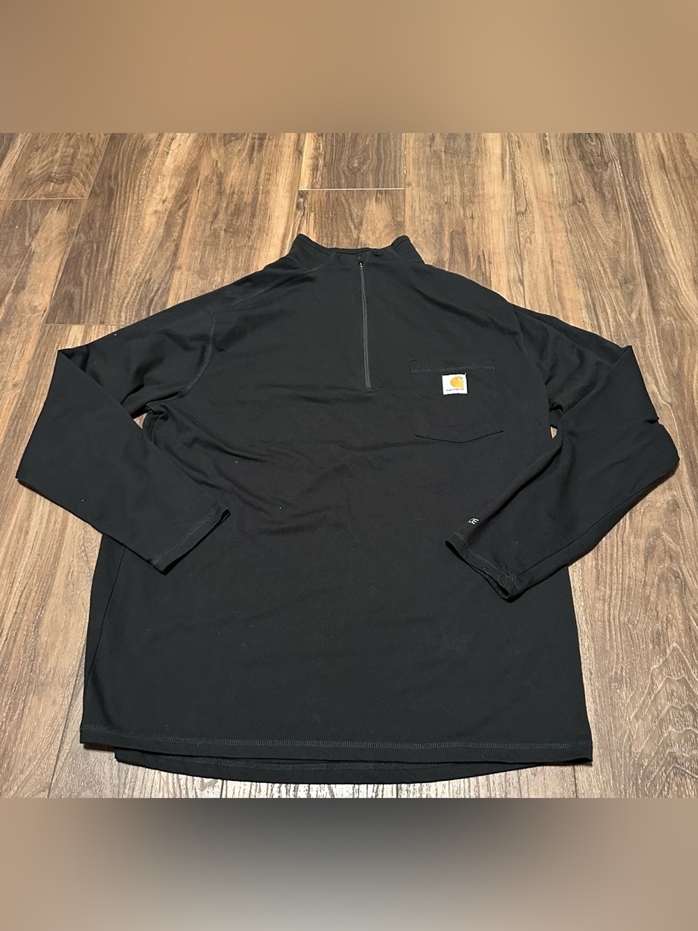 Carhartt Force Shirt Mens Large Black Quarter Zip Long Sleeve Relaxed Fit